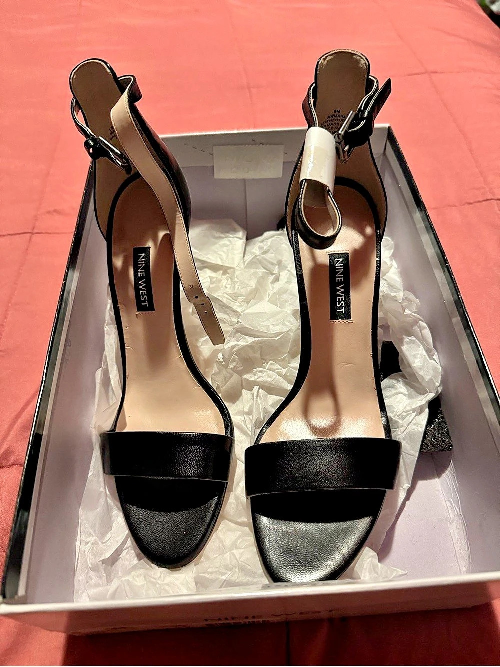 Nine West Lydia Black Heeled Sandals US 8 Like New